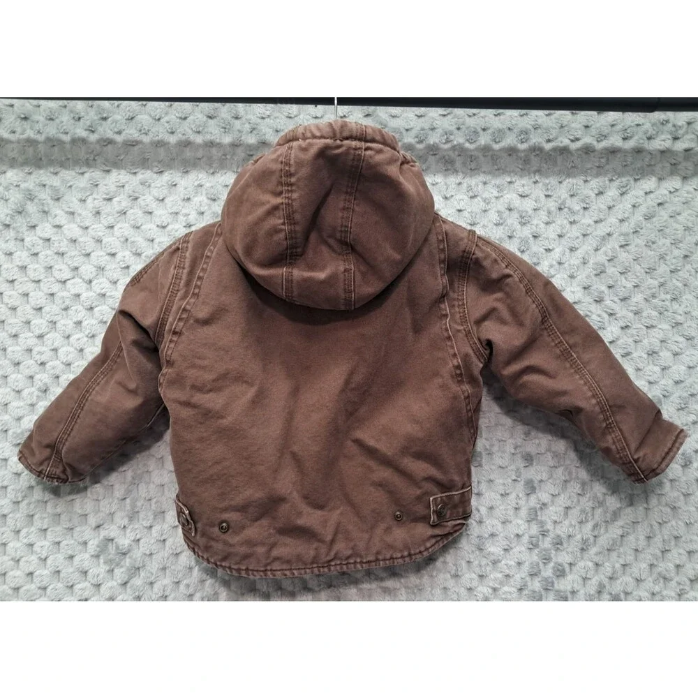 BERNE Coat Boys Sz 3T Toddler Duck Canvas Quilted Zip Work Chore Jacket Hooded